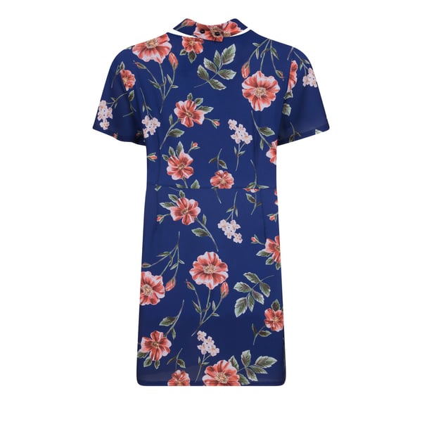 Girls On Film Curvy Womens/Ladies Navy Rose Print Wrap Dress