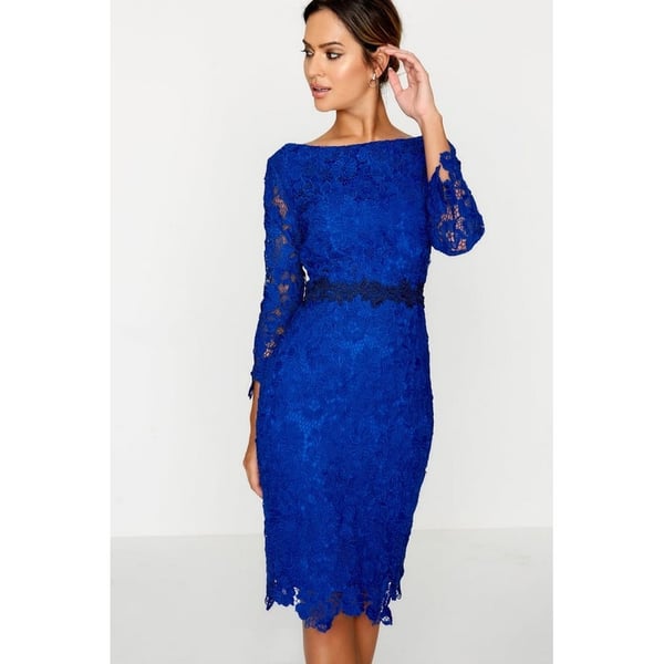 Paper Dolls Womens/Ladies Blue Crochet Lace Bodycon Dress