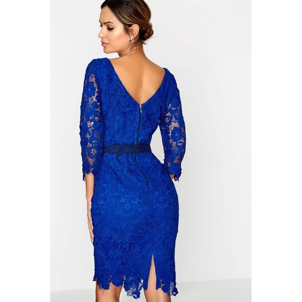 Paper Dolls Womens/Ladies Blue Crochet Lace Bodycon Dress