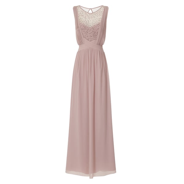 Little Mistress Womens/Ladies Mink Pearl Yoke Maxi Dress