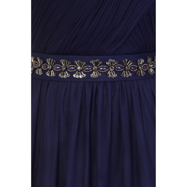 Little Mistress Dame/kvinder Navy juvel talje maxikjole