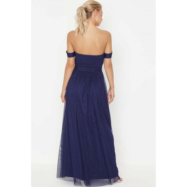 Little Mistress Dame/kvinder Navy juvel talje maxikjole