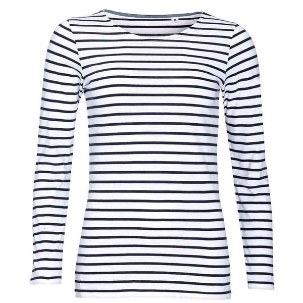 SOLS Dam/Dam Marine Randig Långärmad T-shirt