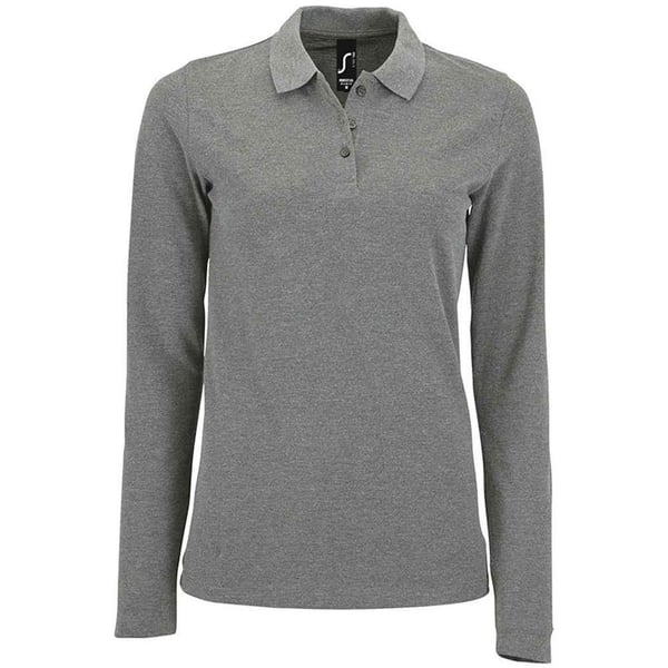 SOLS Womens/Ladies Perfect Melange Pique Long-Sleeved Polo Shirt