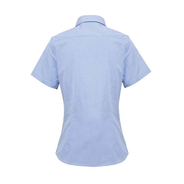 Premier Womens/Ladies Micro Gingham Check Cotton Short-Sleeved Shirt