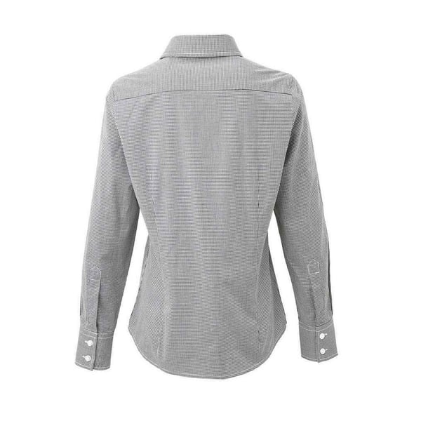 Premier Womens/Ladies Micro Gingham Check Cotton Long-Sleeved Shirt