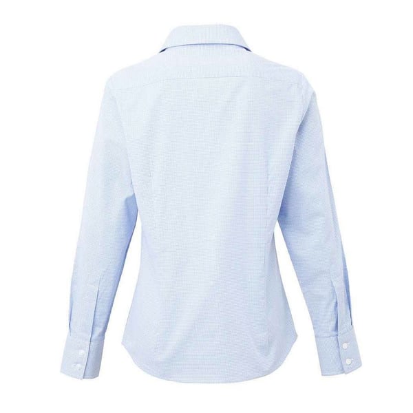 Premier Womens/Ladies Micro Gingham Check Cotton Long-Sleeved Shirt