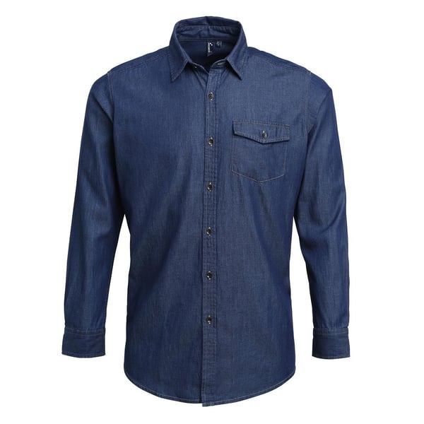 Premier Mens Denim Jean Style Stitching Shirt
