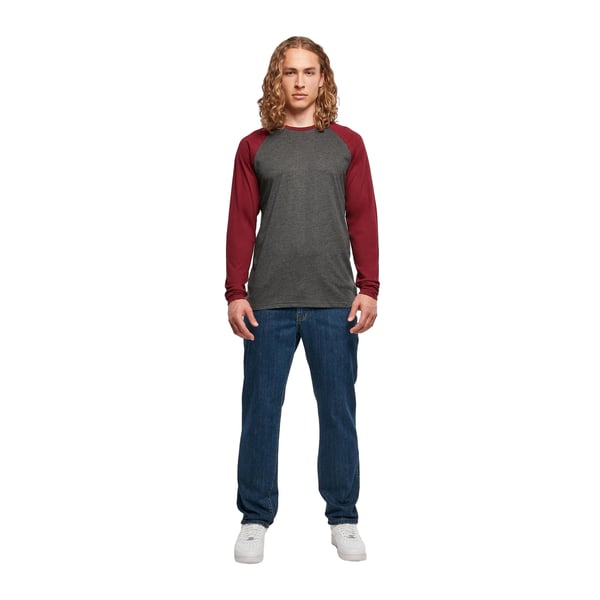 Build Your Brand Mens Contrast Raglan Long-Sleeved T-Shirt
