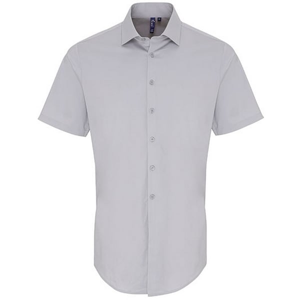 Premier Mens Poplin Stretch Short-Sleeved Shirt