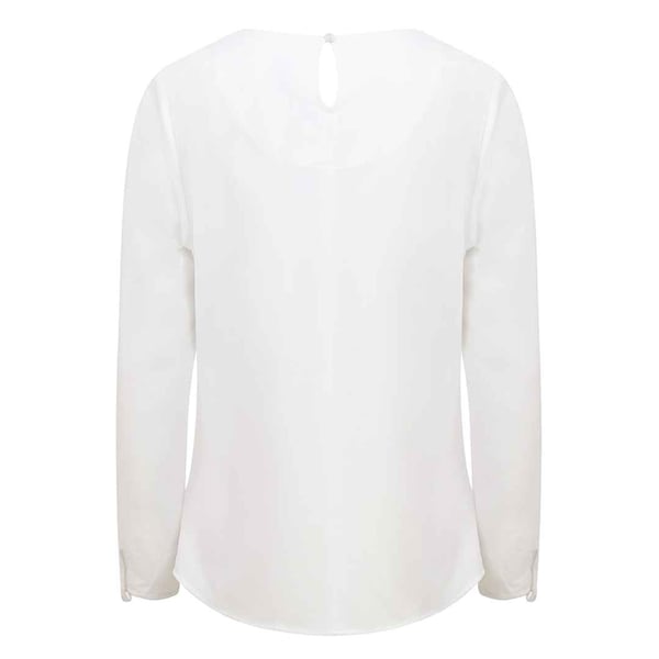 Henbury Womens/Ladies Pleated Front Long-Sleeved Blouse