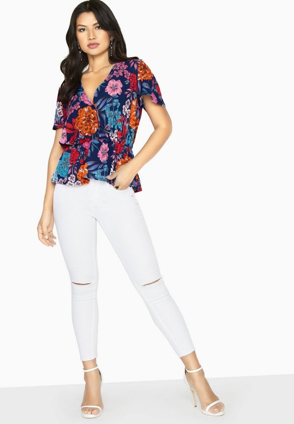 Girls On Film Dame/Damer Jackson Mock Wrap-bluse
