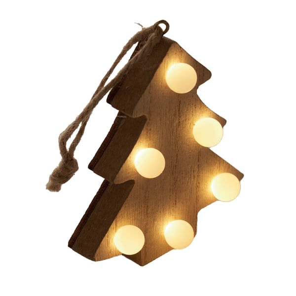 MidOcean Lulie Wooden Lights Tree Decoration (Batteries Included)
