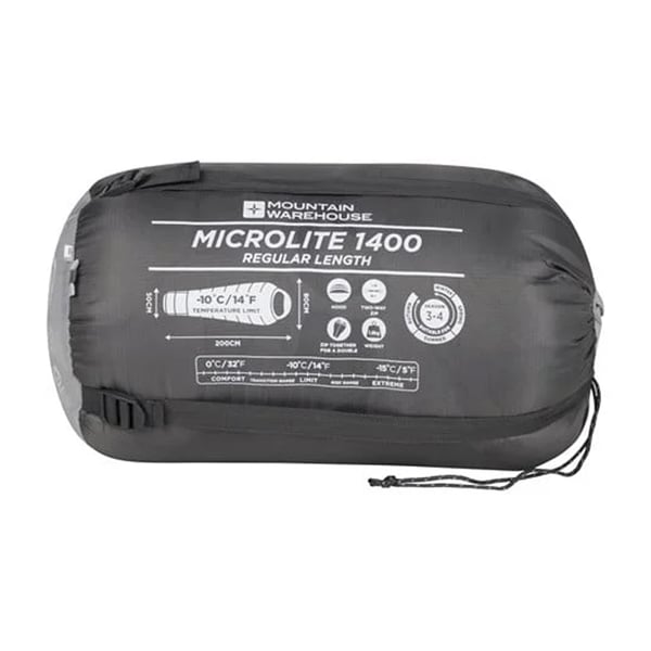 Mountain Warehouse Microlite 1400 Right Zip Winter Mummy Sleeping Bag