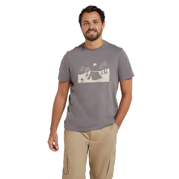 Mountain Warehouse Mens Camping Sketch Organic T-Shirt