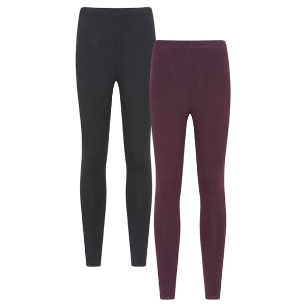 Mountain Warehouse Womens/Ladies Cotton Blend Midweight Leggings (Pack of 2)