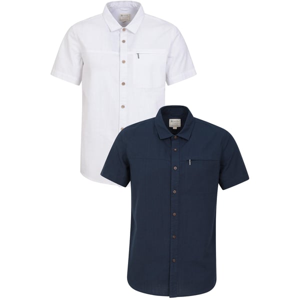 Mountain Warehouse Mens Coconut Textured Slub Short-Sleeved Shirt (Pack of 2)