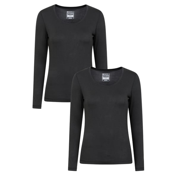 Mountain Warehouse Womens/Ladies Keep The Heat Round Neck Thermal Top (Pack of 2) Mountain Warehouse Womens/Ladies Keep The Heat Round Neck Thermal Top (Pack of 2)