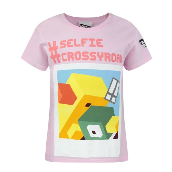 Crossy Road Childrens/Girls Selfie Short Sleeved T-Shirt