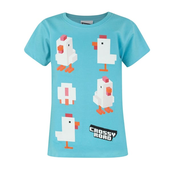 Crossy Road T-shirt med officielt kyllingedesign til børn/piger