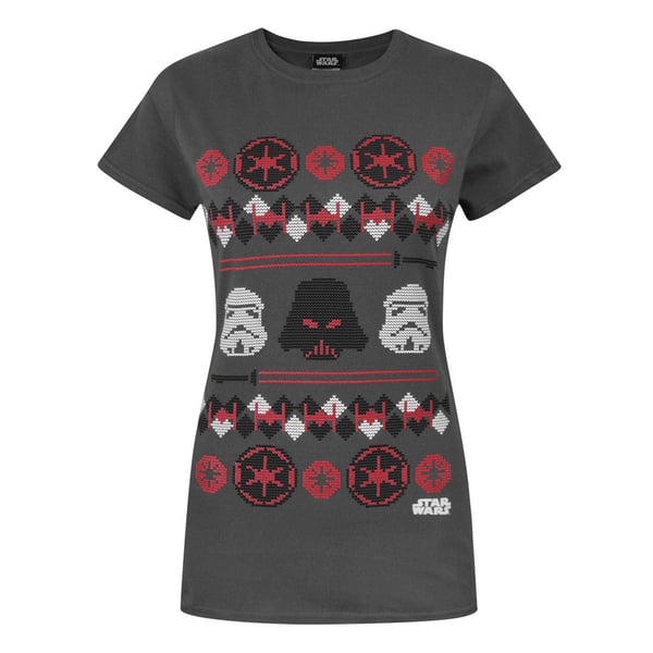 Star Wars Womens/Ladies Darth Vader Fair Isle Christmas T-Shirt