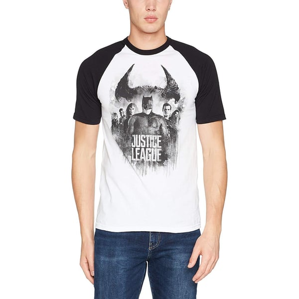 Justice League Mens Character Line Up Raglan T-Shirt