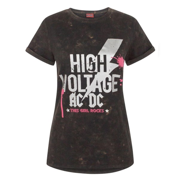 AC/DC Womens/Ladies High Voltage Acid Wash T-Shirt