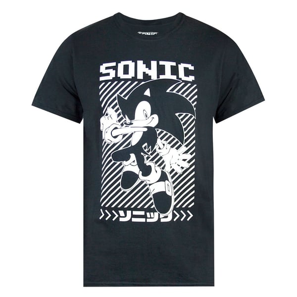 Sonic The Hedgehog Japansk plakat T-shirt til mænd Sonic The Hedgehog Japansk plakat T-shirt til mænd