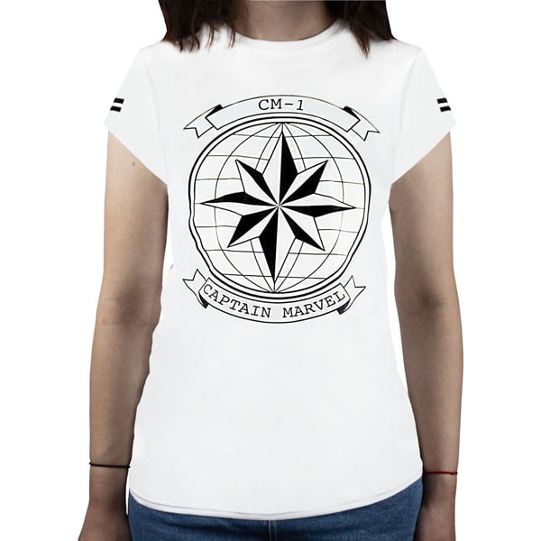 Captain Marvel Dame/kvinde stjerne og globus T-shirt