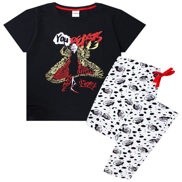 101 Dalmatians Dame/Damer You Beasts Cruella De Vil pyjamasæt 101 Dalmatians Dame/Damer You Beasts Cruella De Vil pyjamasæt