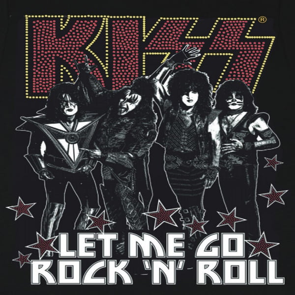 Amplified Mens Let Me Go Rock N Roll Kiss Diamante T-Shirt
