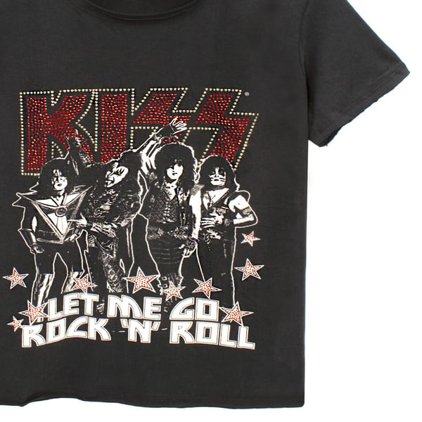Amplified Womens/Ladies Let Me Go Rock N Roll Kiss Diamante T-Shirt