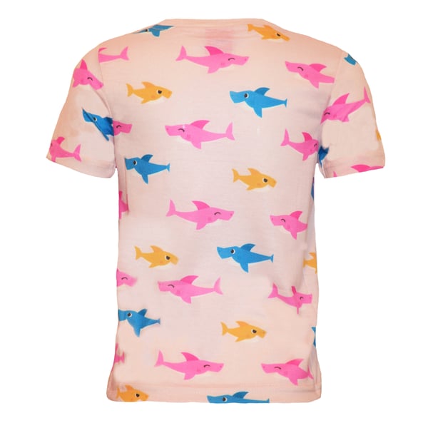 Baby Shark tyttöjen kimalteleva kokopainettu T-paita