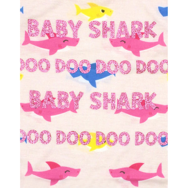 Baby Shark tyttöjen kimalteleva kokopainettu T-paita