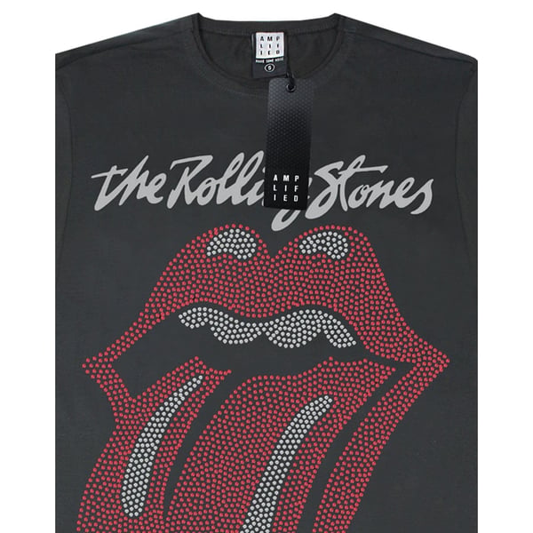 Amplified Mens Tongue The Rolling Stones Diamante Logo T-Shirt
