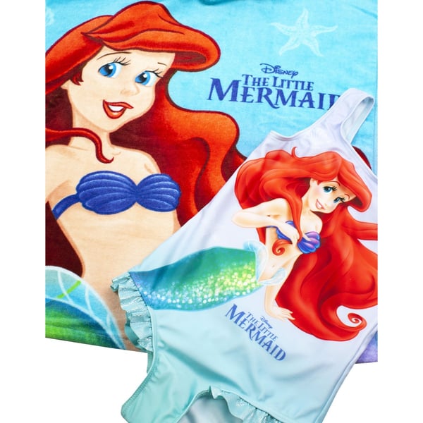 The Little Mermaid Girls Swimsuit And Poncho Set
