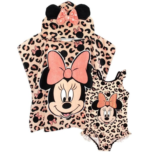 Disney tyttöjen Minni Hiiri -uimapuku ja -ponchosetti