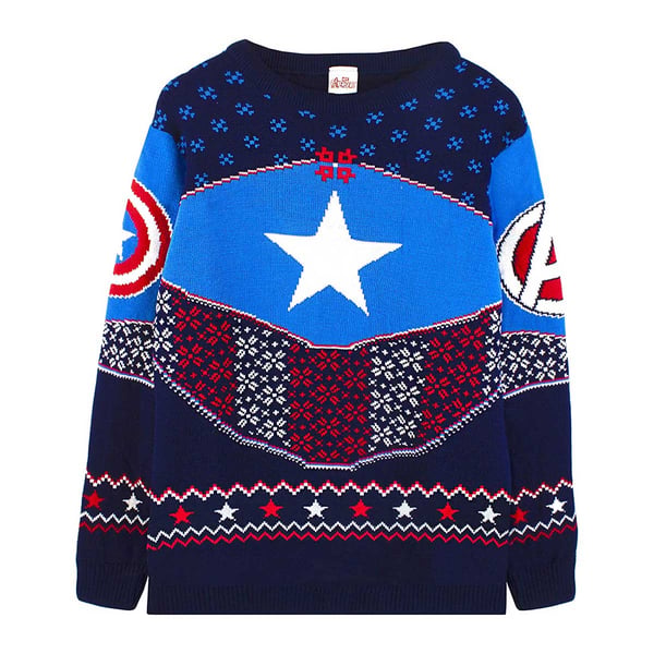 Captain America Unisex Vuxen Sköld Stickad Jultröja