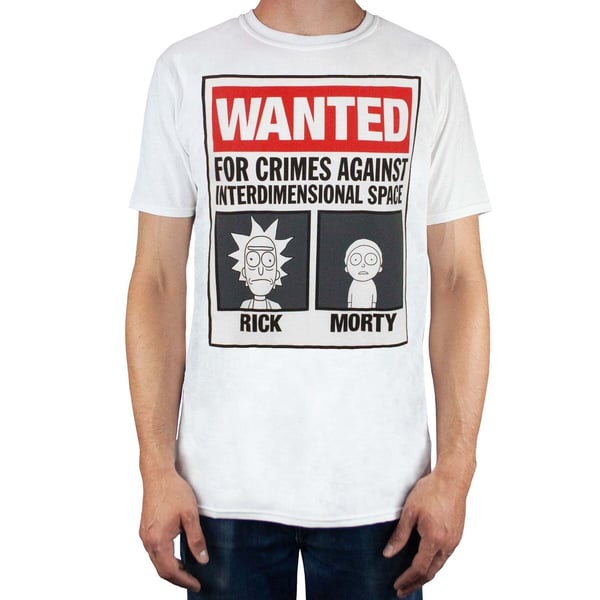 Rick And Morty Mens Wanted Poster T-Shirt