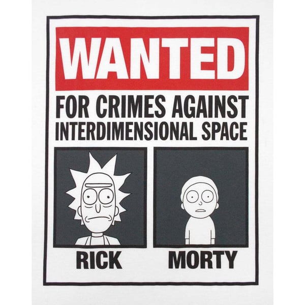 Rick And Morty Mens Wanted Poster T-Shirt