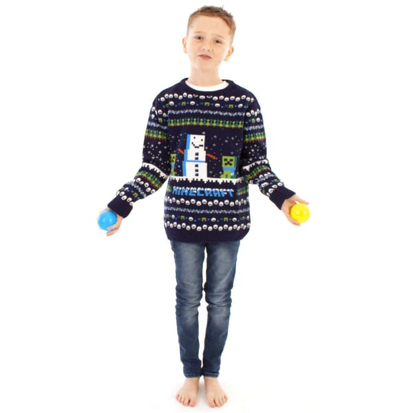 Minecraft Børne/børn Snowy strikket juletrøje