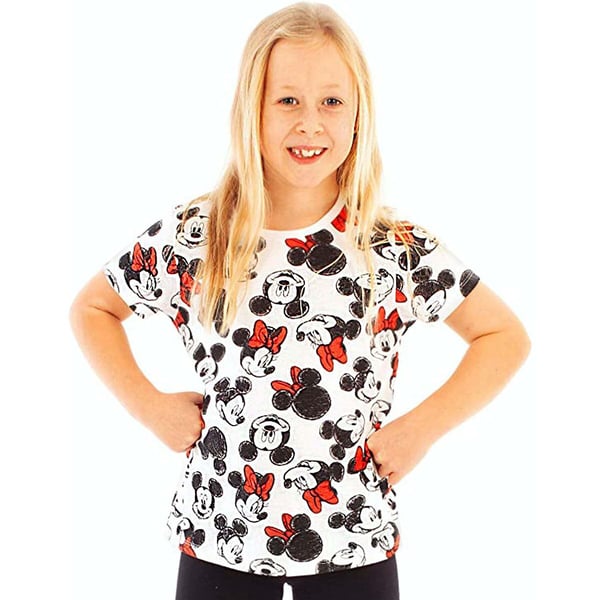 Disney Girls Mickey & Minnie Mouse All-Over Print T-Shirt