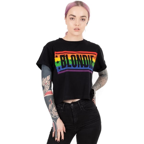 Blondie Dame/kvinder Rainbow Crop T-shirt