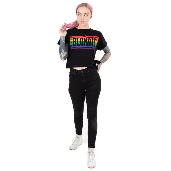 Blondie Dame/kvinder Rainbow Crop T-shirt