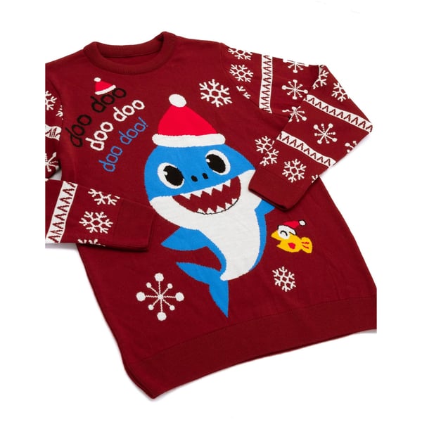 Baby Shark Mens Daddy Shark Knitted Christmas Jumper