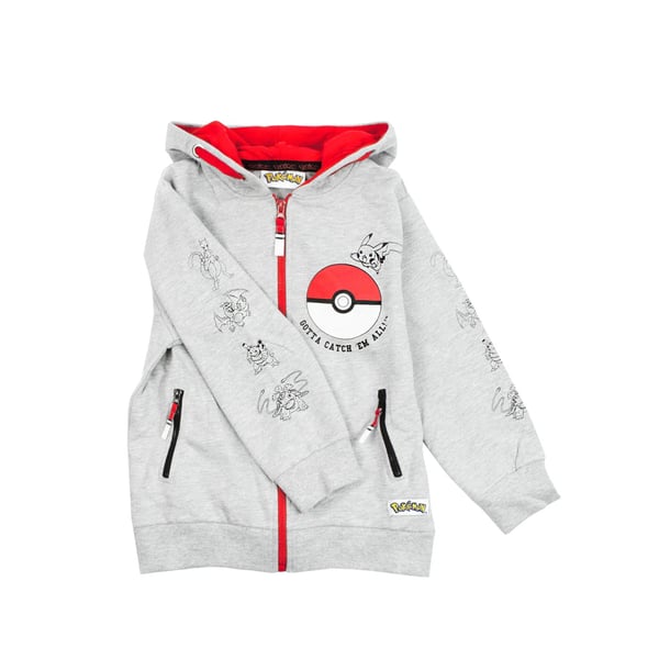 Pokemon Boys Gotta Catch Em All Pokeball Full Zip Drawstring Hoodie