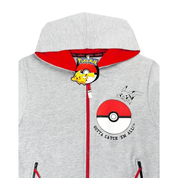 Pokemon Boys Gotta Catch Em All Pokeball Full Zip Drawstring Hoodie