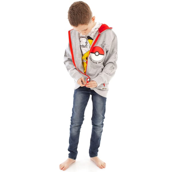 Pokemon Boys Gotta Catch Em All Pokeball Full Zip Drawstring Hoodie