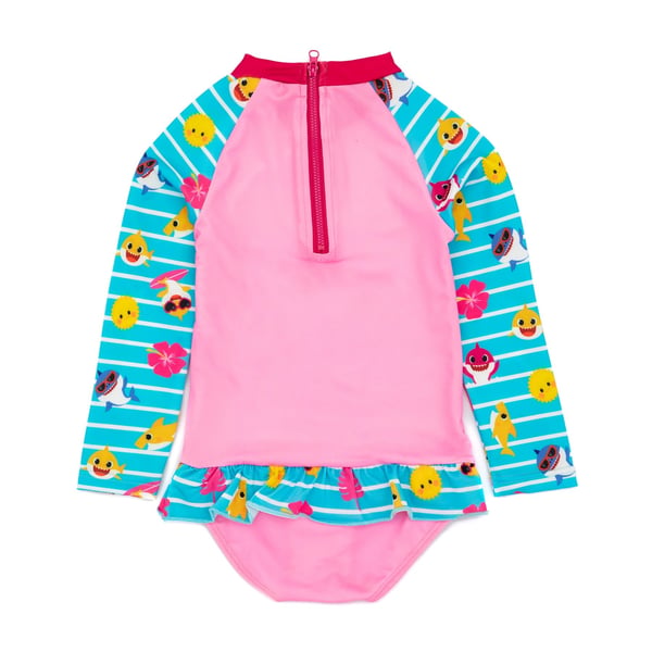 Baby Shark Girls Wipe Out! Long-Sleeved One Piece Swimsuit