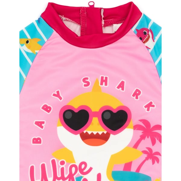 Baby Shark Girls Wipe Out! Long-Sleeved One Piece Swimsuit